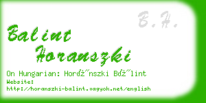 balint horanszki business card